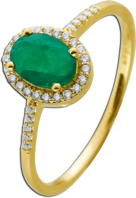 Produktbild von Smaragd Ring Gelbgold 585 14K grüner Edelstein Diamanten 18