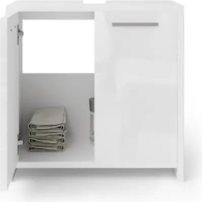 Productafbeelding van Gratyfied - Badkamerkast onder het wastafelmeubel - Wastafelonderkast met uitsparing - Wastafelonderkast met uitsparing - 60 x 58 x 33 cm - 10,51 kg - Wit, glanzend