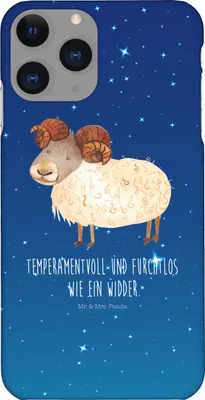 Produktbild von Mr. & Mrs. Panda Iphone 11 Pro Handyhülle Sternzeichen Widder - Sternenhimmel Blau - Geschenk, Handy Case, Geburtstag März, Schafbock, Bock, April, Premium Kunststoff