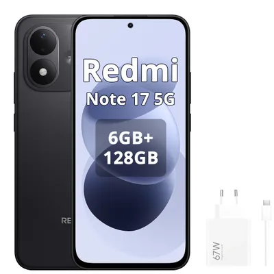 Obrázok produktu pre Xiaomi REDMI Note 17 5G, smartfón, 6 GB RAM, 128 GB úložisko, čierna farba (vrátane nabíjačky 67 W)