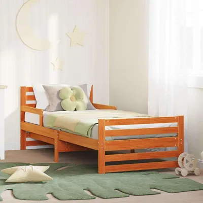 Zdjęcie produktu dla Maison Exclusive – rama łóżka z zagłówkiem w kolorze brązowym 80 x 200 cm materiał drewnopochodny