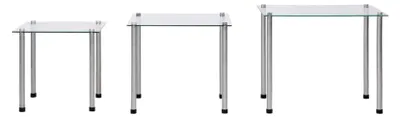 Produktbild von 3-teiliges Set aus transparentem Hartglas Couchtisch und Beistelltischen