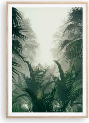 Produktbild von Gerahmtes Poster - Rahmen in heller Eiche - Dschungel Blätter Palmen - 70x100 cm - Wand Bild - Wanddeko - Wandbilder - Kunstposter - Wandposter - Bilderrahmen - Bilder - Kunstdruck - P2NPA70x100-4504