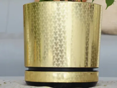 Produktbild von Kerd Topf mit Untersetzer Gold Art Deco Design 18 cm