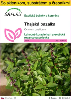 Obrázok produktu pre SAFLAX Kultivačný set - Thajská bazalka - Ocimum basilicum - 200 Semená - S mini skleníkom, pestovateľským substrátom a 2 črepníkmi