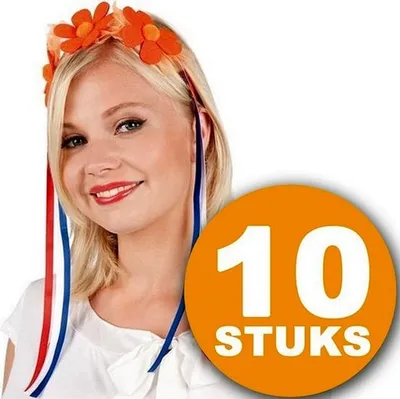 Produktbild von Orange Partykleidung | 10 Stück Orange Tiara mit Blumen | Partykleidung WM 2022 | Orange Dekoration Dekorationspaket Niederländische Nationalmannschaft Orange Paket