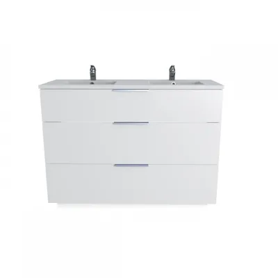 Produktbild von Waschbeckenunterschrank mit 3 Schubladen MARBELLA 120 cm + Waschbecken / Weiß