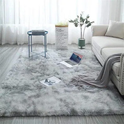 Immagine prodotto di Tappeto Unyqoos® a pelo lungo, 60 x 120 cm, grigio chiaro – tappeto shaggy morbido con effetto batik, antiscivolo, soffice, ideale per camere da letto e soggiorni