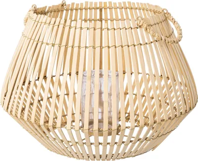 Produktbild von Windlicht - Beige - H 32 cm - Bambus - mit Glaseinsatz