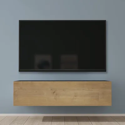 Produktbild von Mai & Mai Fernsehschrank Verdeckter Griff mit Soft-Close Lowboard Hängeschrank für Wohnzimmer in Matt Anthrazit + Kerneiche BTH: 120x40,2x30 cm Fernsehschrank02