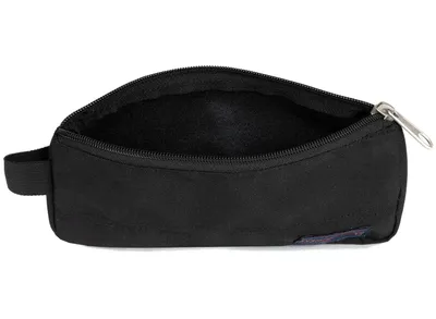 A black pencil case is shown against a white background.