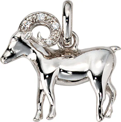 Produktbild von JOBO Anhänger Sternzeichen Widder 925 Sterling Silber rhodiniert mit Zirkonia