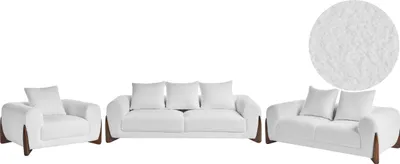 Produktbild von BELIANI 6-Sitzer Sofa Set Weiß Bouclé Gepolstert mit Holzbeinen Breite Armlehnen Lose Rückenkissen Modernes Loft Design Luxus Designer Polstergruppe