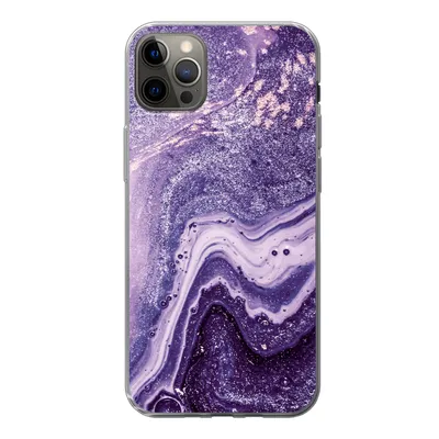 Produktbild von MuchoWow® Handyhülle Schutzhülle Hülle für iPhone 12 Pro Max Naturstein - Glitzer - Luxus Silikon Softcase Handy Hülle - Hartschale