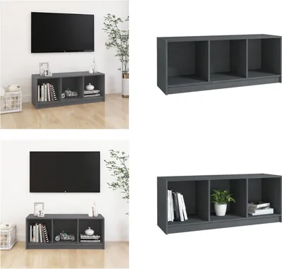 Produktbild von vidaXL TV Schrank Grau 104x33x41 cm Massivholz Kiefer - TV-Schrank - TV-Schränke - Fernsehmöbel - TV Möbel
