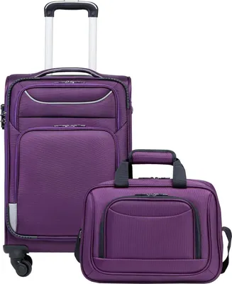 Produktbild von COOLIFE Koffer Trolley Reisekoffer 4 Rollen Handgepäck-Set 2tlg Lila+Silber