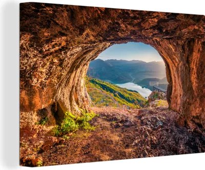 Zdjęcie produktu dla OneMillionCanvasses® - Obraz na płótnie - Fototapeta na płótnie - Jaskinia - Góry - Krajobraz - Natura - 150x100cm - Fotografia na płótnie