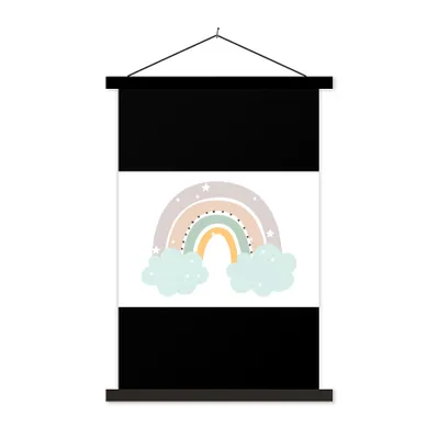 Produktbild von MuchoWow® Textilposter Regenbogen - Sterne - Punkte - Wolken - Kinder 120x80 cm mit schwarzem Rahmen - Wanddeko