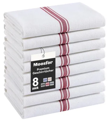 Produktbild von Geschirrtücher 8er Set 38 x 64 cm Rot 100% Baumwolle