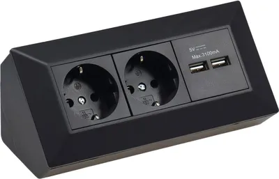 Immagine prodotto di ChiliTec Multipresa a 2 prese + 2 porte USB, nero 250 V CA / 16 A, montaggio a parete