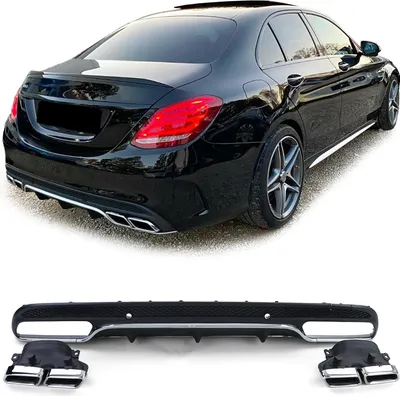 Produktbild von carparts online GmbH Heckdiffusor Chrom mit Endrohren Sport für Mercedes C W205 S205 Limousine 14-18 Edelstahl