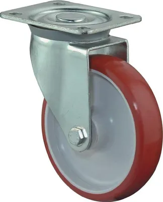 Produktbild von BS Rollen Lenkrolle A30 Durchmesser 80mm Tragfähigkeit 125kg Polyurethanrad Platte 104x80mm - L400.B31.080