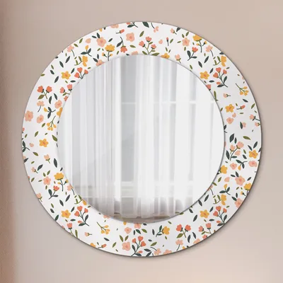Produktbild von Spiegel Rund mit Aufdruck - Wandspiegel Design Wandmontage – Badspiegel - Klein Niedlich Blumen - Runder: Ø50cm
