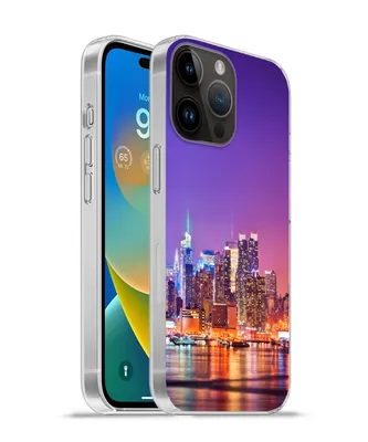 Produktbild von MuchoWow® Handyhülle Schutzhülle Hülle für Apple iPhone 14 Pro - Softcase New York - Skyline - Lila Silikon Softcase Handy Hülle - Umschlag