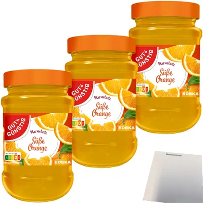 Produktbild von Gut & Günstig Marmelade Süße Orange 3er Pack (3x450g Glas) + usy Block