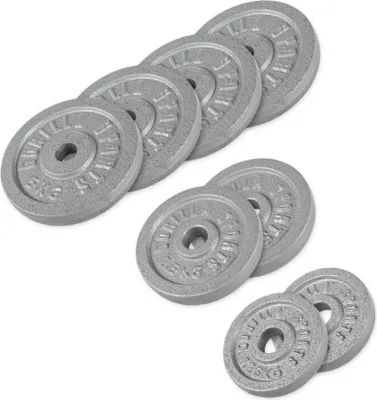 Produktbild von GORILLA SPORTS® Hantelscheiben - Set 27,5 kg Gewichte, 30/31 mm, Gusseisen, Schwarz - Gewichtsscheiben, Bumper Plates