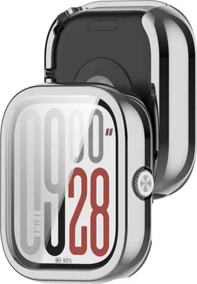 Produktbild von Bizon Case Watch Felipe Hülle mit Displayschutzfolie für Xiaomi Redmi Watch 5, Silber