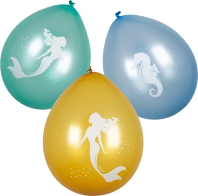 Image de Ballon sirène décoration de fête 6 pièces multicolores 25 cm - taille unique