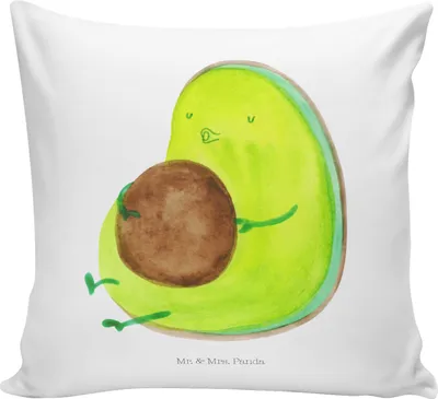 Produktbild von Mr. & Mrs. Panda kuschelkissen 40x40 Avocado Pfeifen - Weiß - Geschenk, Schwanger, Kissen, Ernährung, Rund, Kleines, bedruckt, Dekokissen, Abnehmen, für sofa