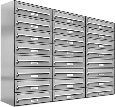 Produktbild von 24er Edelstahl Briefkasten Anlage 24 Fach Wandbriefkasten Postkasten