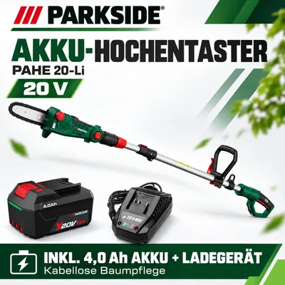 Produktbild von PARKSIDE Akku Hochentaster PAHE 20-Li , mit  Akku 4.0 Ah und Ladegerät
