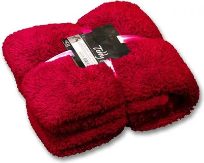 Imagen del producto de Manta suave Unyqoos® tipo plaid, 150 x 200 cm, color rojo, con textura acolchada de panal, lavable (se recomienda lavado a mano, lavado a máquina en ciclo delicado hasta 30 °C)