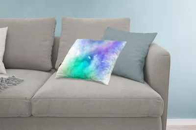 Produktbild von MuchoWow® Zierkissen Sofakissen Wohnzimmer Dekokissen 60x40 cm Aquarell - Abstrakt - Lila - Blau - Kopfkissen - Polster mit Foto