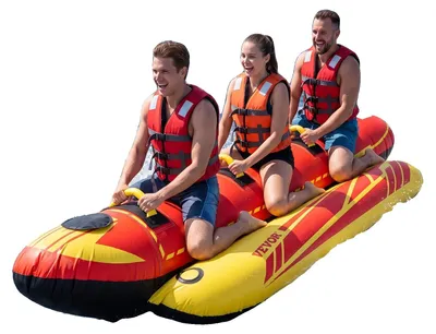 Obrázek produktu pro VEVOR Fun Tube set, nafukovací tažný člun pro 1-3 osoby, 500 lb tažná trubka pro vodní sporty, polstrovaná rukojeť a bezpečnostní ventil pro rychlost