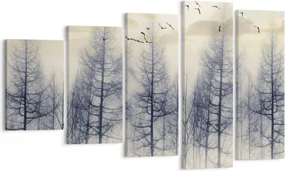 Produktbild von Bild auf Leinwand - Leinwandbild - 5 Teile - Bäume Vögel Himmel - 100x60cm - Wand Bild - Wanddeko - Wandbilder - Leinwanddruck - Bilder - Wanddekoration - Leinwand bilder - Wandbild - EG100x60-4546