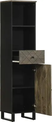 Image de vidaXL Armoire de salle de bain noire 38x33x160 cm bois massif mangue