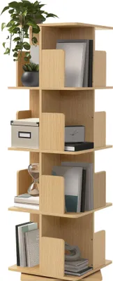 Produktbild von ML-Design Drehbares Bücherregal Kinder mit 4 Ebenen & 16 Fächern Beige 40x124,5x40cm Standregal freistehend Drehregal 360° Lagerregal für Wohnzimmer