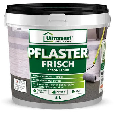 Produktbild von Ultrament Pflaster Frisch 5 L Anthrazit | Betonlasur außen für Pflastersteine & Gehwegplatten | UV- und witterungsbeständig, Farbtonauffrischer