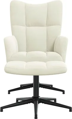 Produktbild von Relaxsessel mit Hocker Cremeweiß Samt