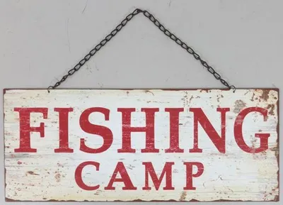 Produktbild von Blechschild - Fishing Camp - Schild im Antik Look - Metallschild