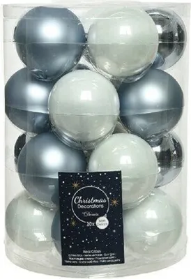 Produktbild von Weihnachtsbaumkugeln Glas Ø 6 cm 20 Stück blau weiß mix