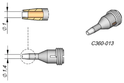 Immagine prodotto di Punta dissaldante JBC serie C360, C360013/Ø 1,0 mm, Ø esterno 1,4 mm, padcleaning C360013