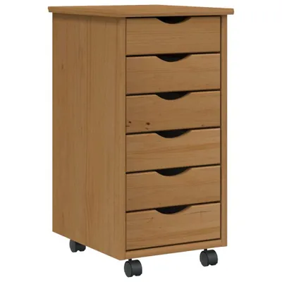 Produktbild von vidaXL Rollschrank mit Schubladen MOSS Honigbraun Massivholz Kiefer