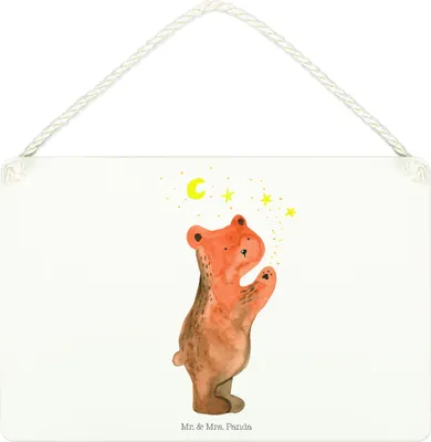 Produktbild von Mr. & Mrs. Panda Schild Verliebter Bär DIN A4 - Weiß - Geschenk, Partner, Türschild, Deko Wandbild, To The Moon And Back, Holzschild, wandtafel, holzbild, Teddy, Spruch