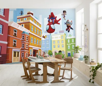 Produktbild von Komar Vlies Fototapete - Marvel Spidey and His Amazing Friends City - Größe 400 x 250 cm