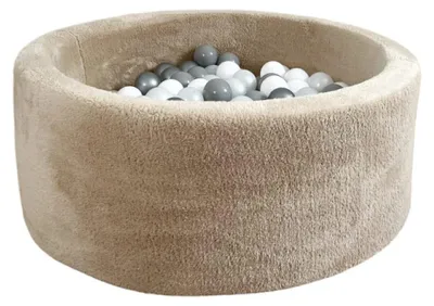 Image de MONIO for kids Piscine à balles en peluche 90 cm beige + 200 balles